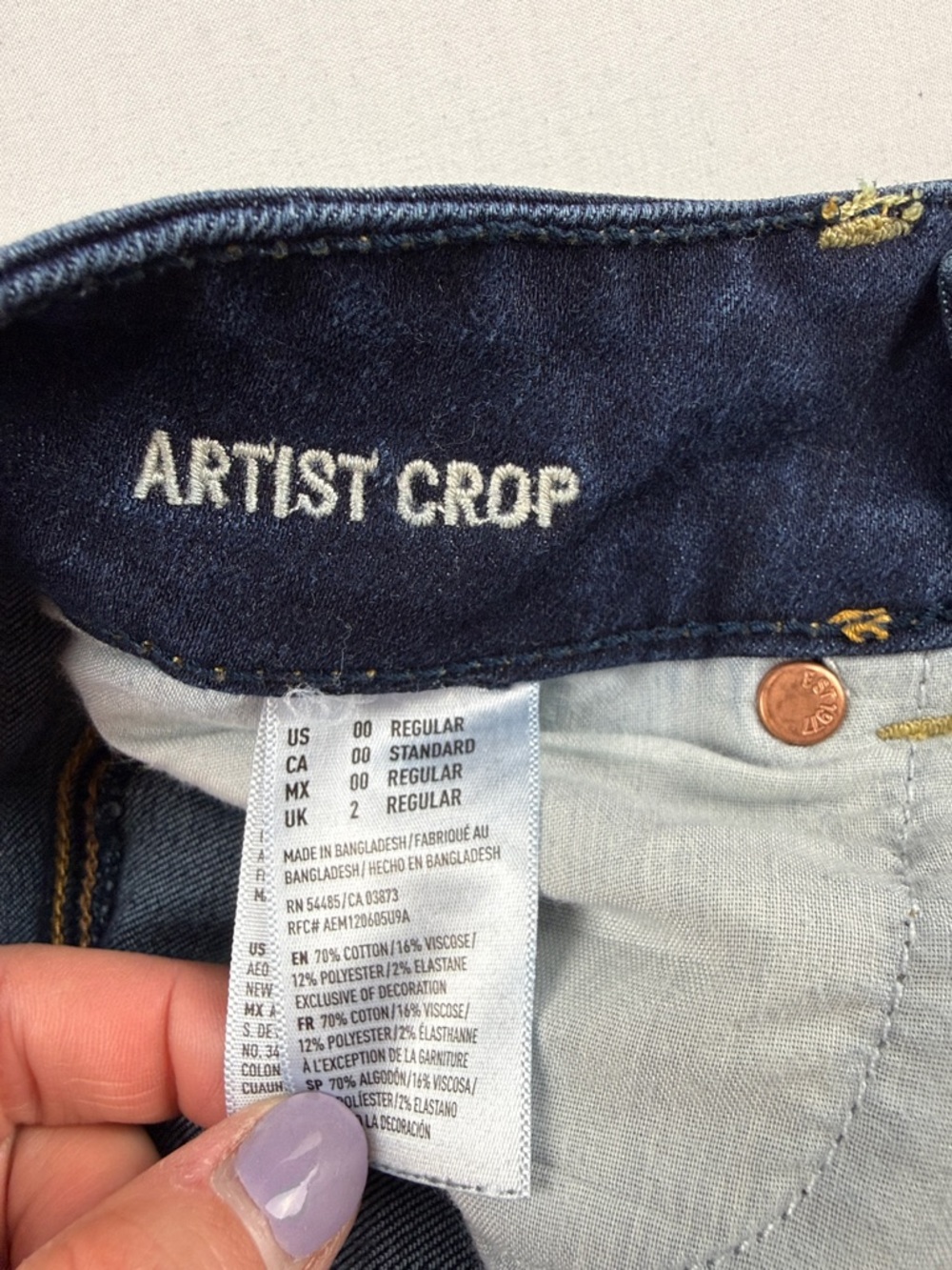 American Eagle Artist Crop Jeans – Y2K Low Rise – Size Double 0 - Picture 6 of 8